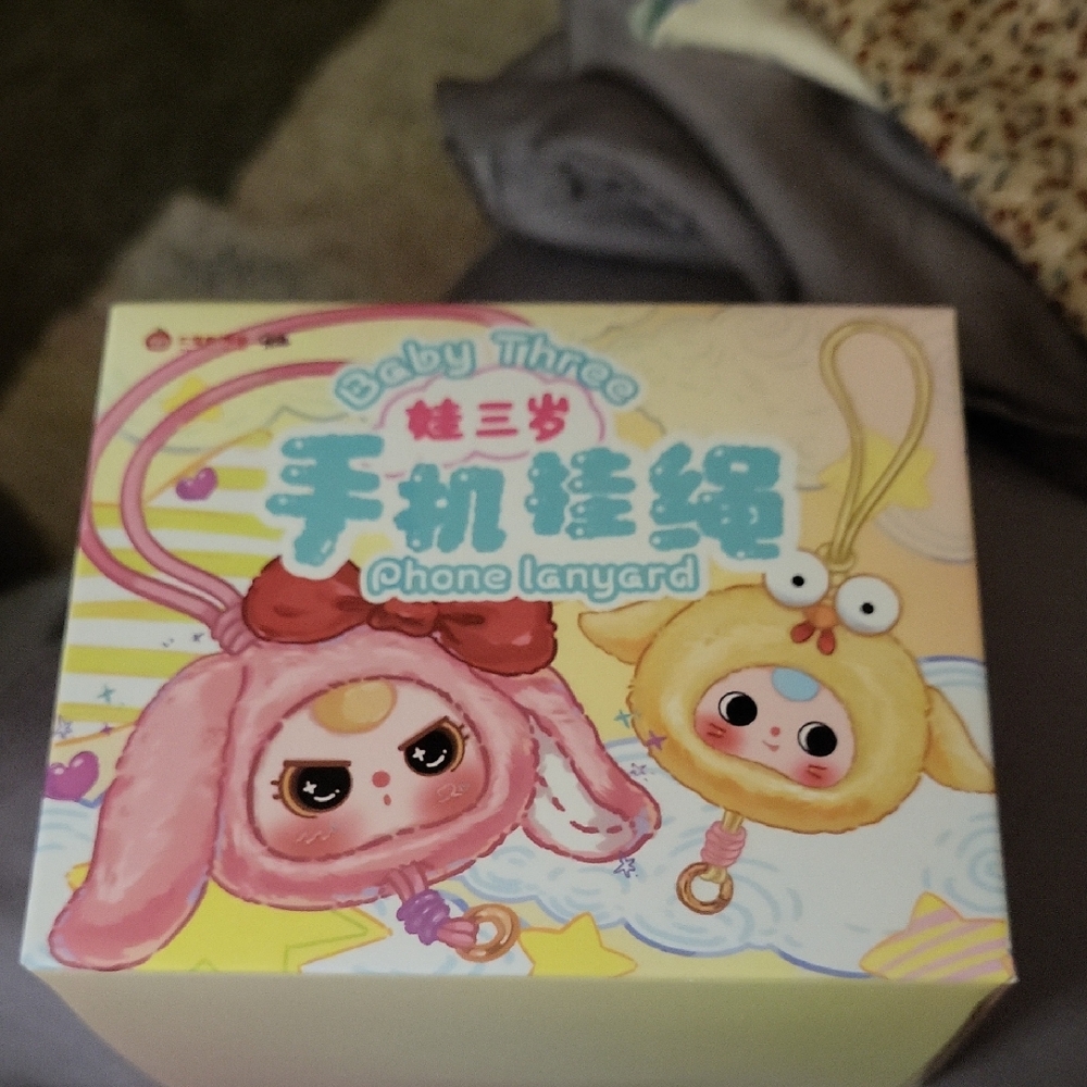 Labubu Baby Three Pink and Yellow Labubu Stuffed Animal Phone Lanyard